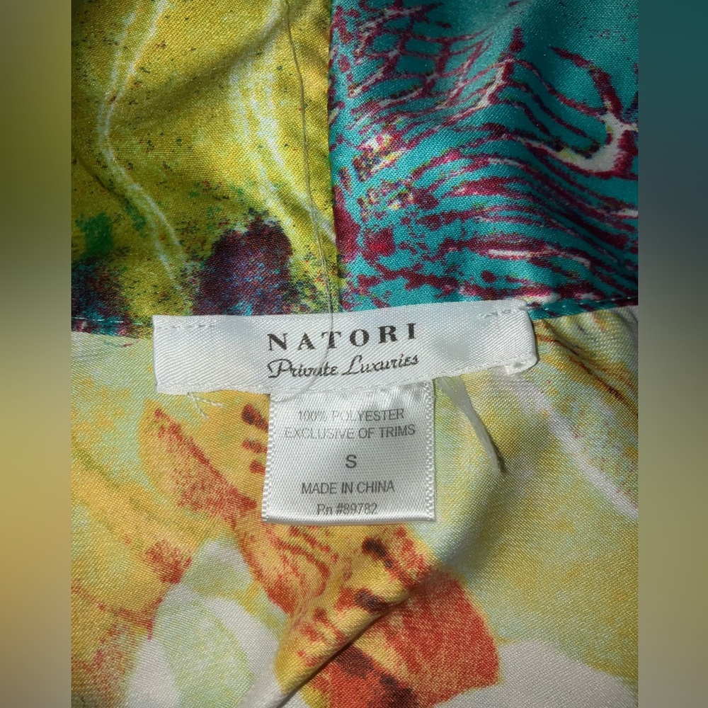Natori private Luxuries Josie silky tropical spring summer robe kimono lingerie - Picture 2 of 5